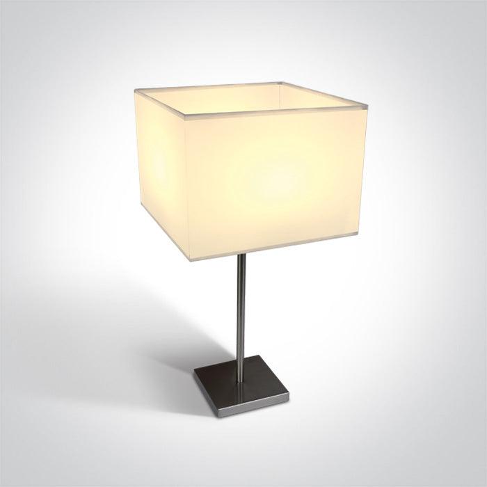 61042A/MC BRUSHED CHROME TABLE LAMP 40W E27 WHITE SHADE - One Light shop