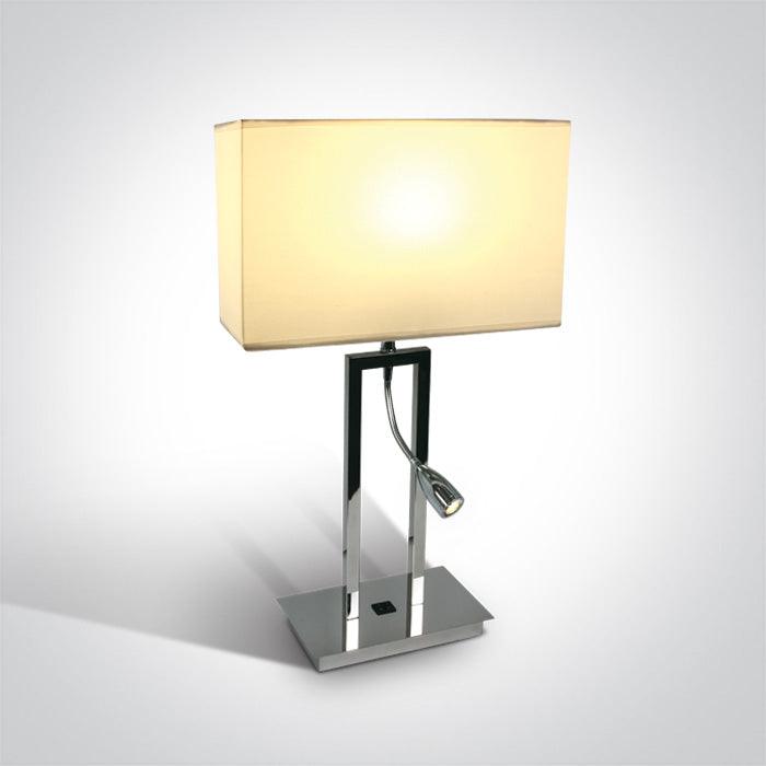 61044A/C/W CHROME TABLE LAMP LED 3W + 40W E27 WHITE SHADE - One Light shop
