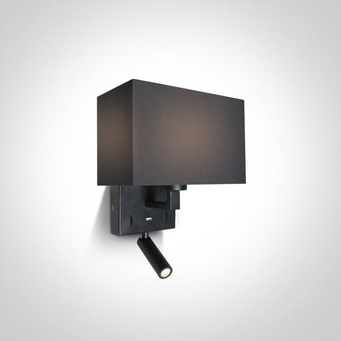61120/B/W BLACK WALL LIGHT LED 3W WW + 12W E27 230v IP20 USB port - One Light shop