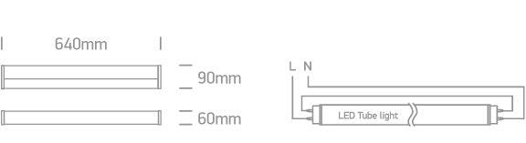 38114DE/C CHROME T8 LED TUBE 600mm IP44 - One Light shop