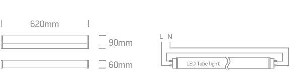 38114EE/C CHROME T8 LED TUBE 600mm IP44 - One Light shop