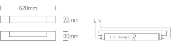 38114GE/C CHROME T8 LED TUBE 600mm IP44 - One Light shop