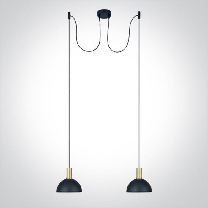 63140B/BBS BRUSHED BRASS WITH BLACK SHADE 10W 2xE27 - One Light shop