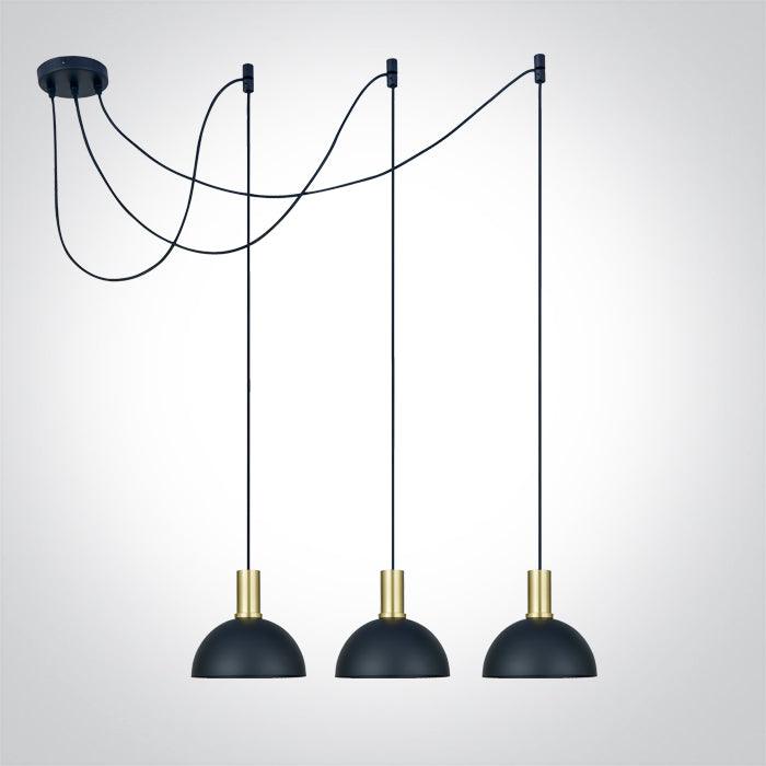 63140C/BBS BRUSHED BRASS WITH BLACK SHADE 10W 3xE27 - One Light shop