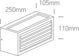 67328A/G GREY E27 20W LOUVER WALL LIGHT IP54 - One Light shop