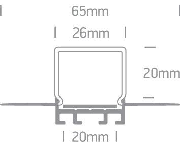 7904ATR/AL TRIMLESS PROFILE 2m FOR 20mm STRIPS PC OPAL DIFFUSER - One Light shop