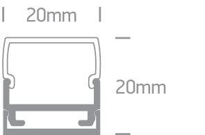 7906/AL ALUMINIUM PROFILE 2m + PMMA opal square diffuser - One Light shop