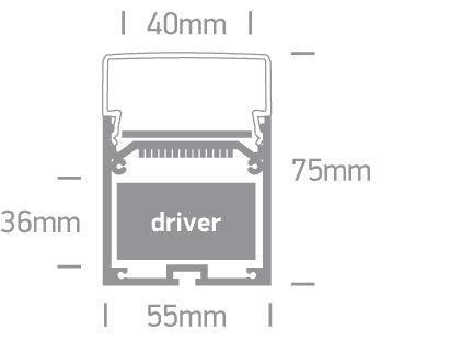 7906D/AL ALU SURFACE PROFILE 2m FOR 40mm STRIPS + PC OPAL DIFF - One Light shop