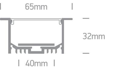 7910AR/AL ALU RECESSED PROFILE 2m FOR 40mm STRIPS + PC OPAL DIFF - One Light shop