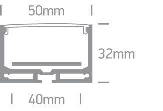 7912A/AL ALU SURFACE PROFILE 2m FOR 40mm STRIPS + PC OPAL DIFF - One Light shop