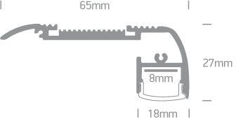 7920/B BLACK ALUMINIUM LED PROFILE FOR STEPS 2m - One Light shop